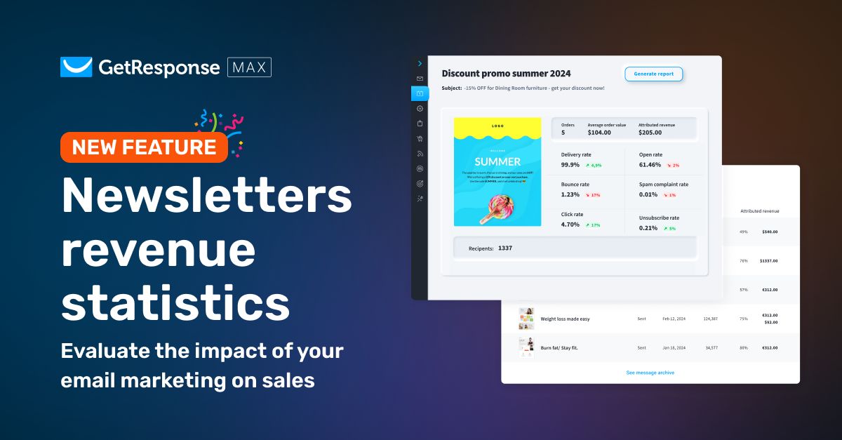 GetResponse MAX’s newsletter revenue statistics feature.